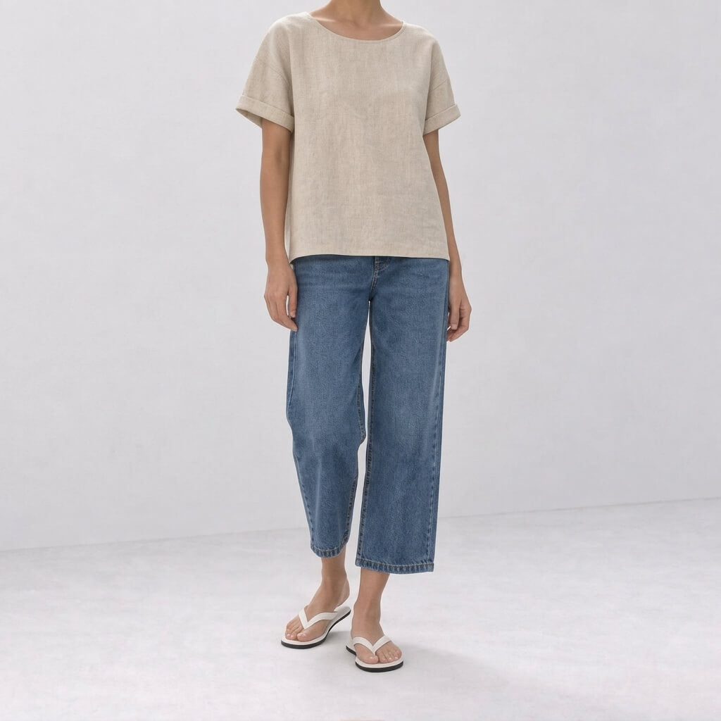 100% Hemp Handmade Top & Shorts Set - Natural Hemp