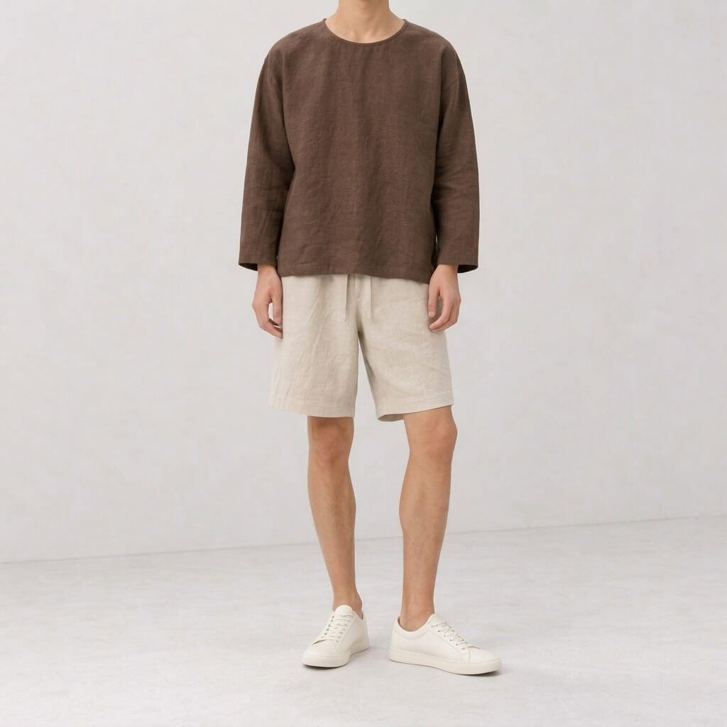 Alder 100% Hemp Handmade Long-Sleeve Shirt - Terra Cotta
