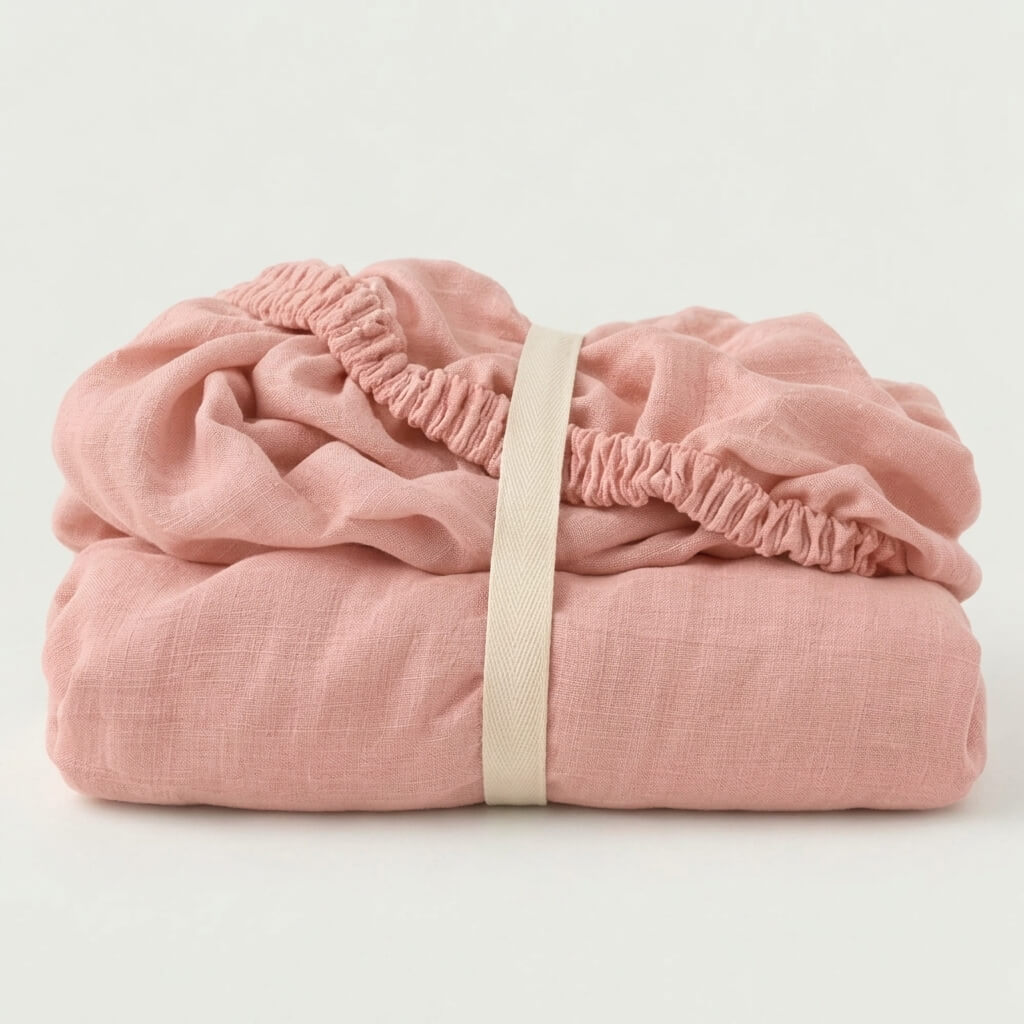 100% Hemp Handmade Fitted Sheet - Pink