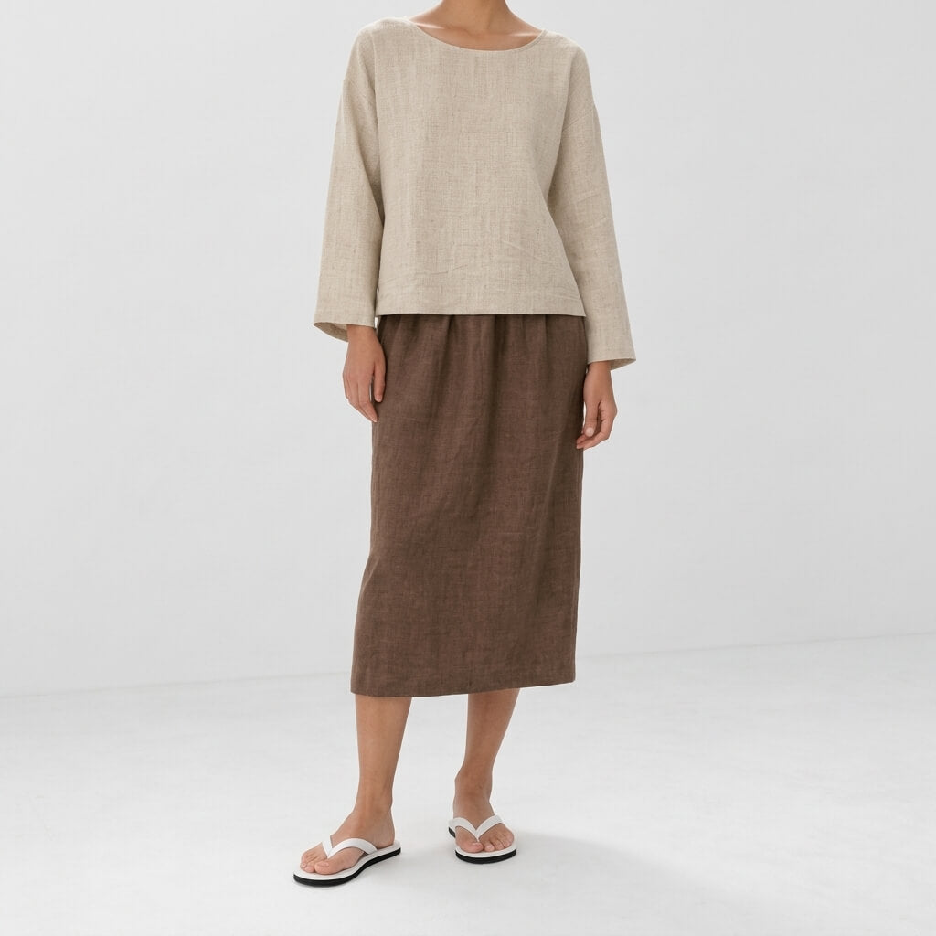 Vale 100% Hemp Handmade Midi Skirt - Terra Cotta