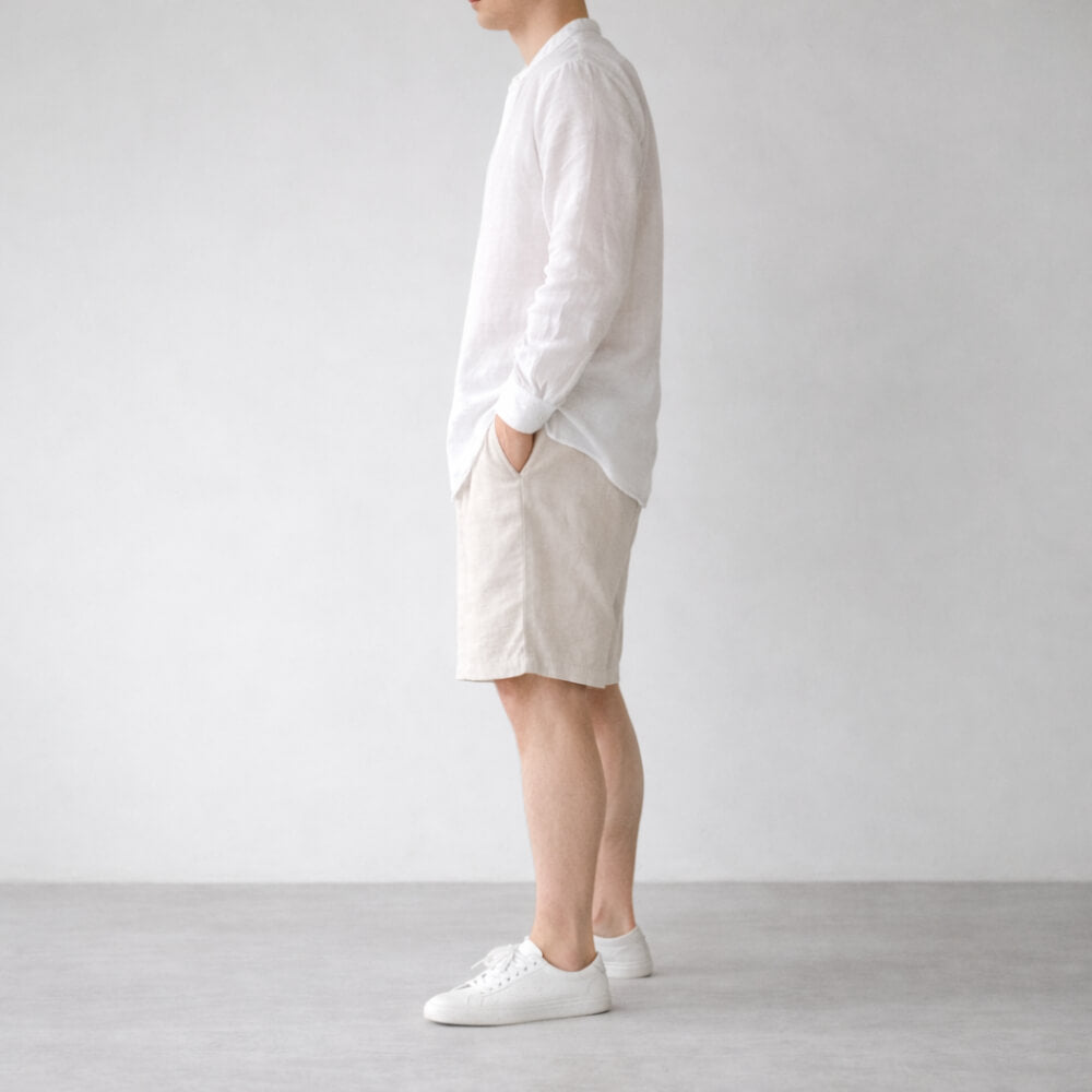 100% Hemp Handmade Mens Collarless Shirt