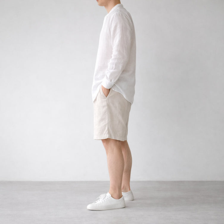 100% Hemp Handmade Mens Collarless Shirt