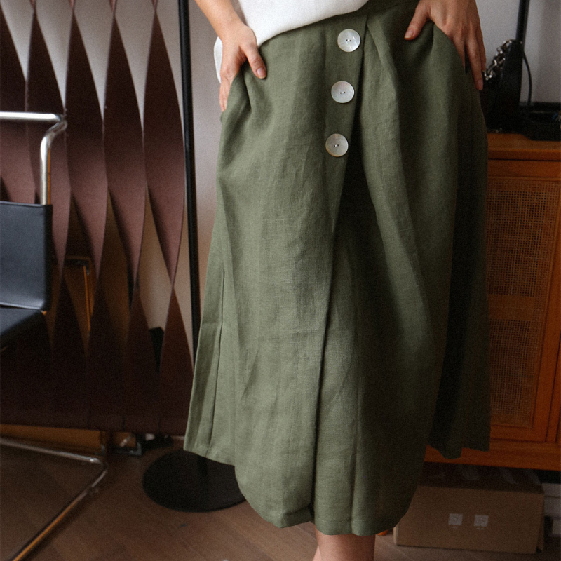 100% Hemp Button Skirt|Handmade&Sustainable Hemp Clothing