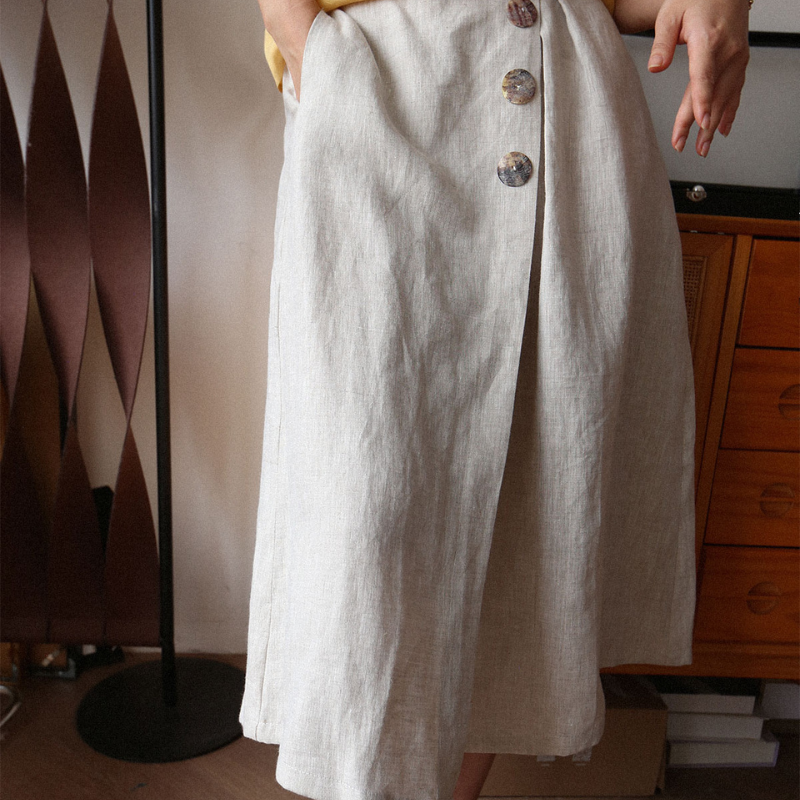 100% Hemp Button Skirt|Handmade&Sustainable Hemp Clothing