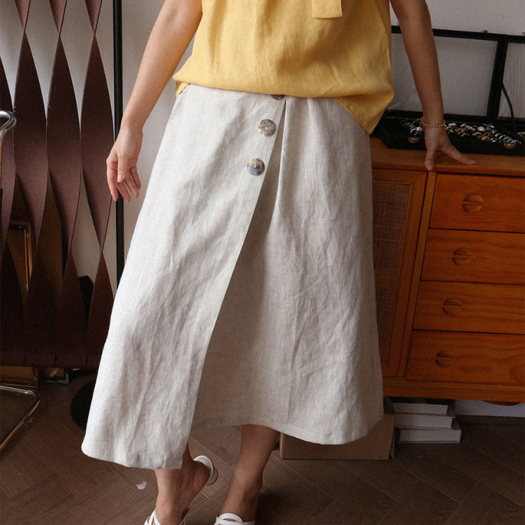 100% Hemp Button Skirt|Handmade&Sustainable Hemp Clothing