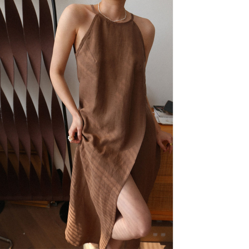 100% Hemp Halter Neck Dress| Handmade&Sustainable Hemp Clothing