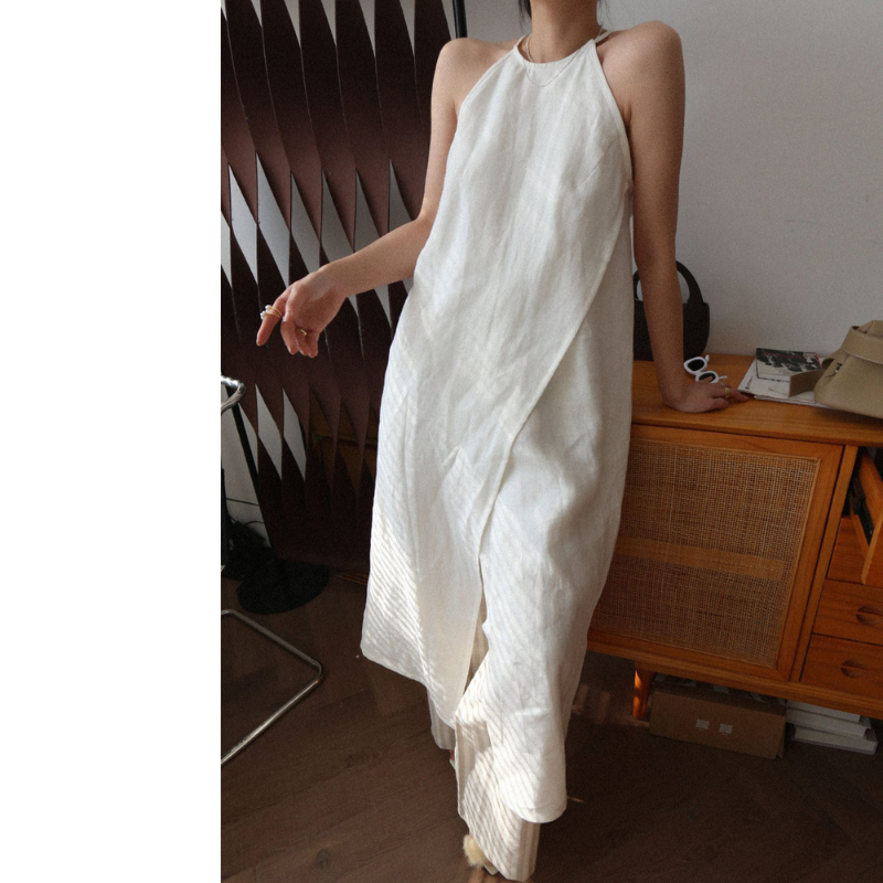 100% Hemp Halter Neck Dress| Handmade&Sustainable Hemp Clothing