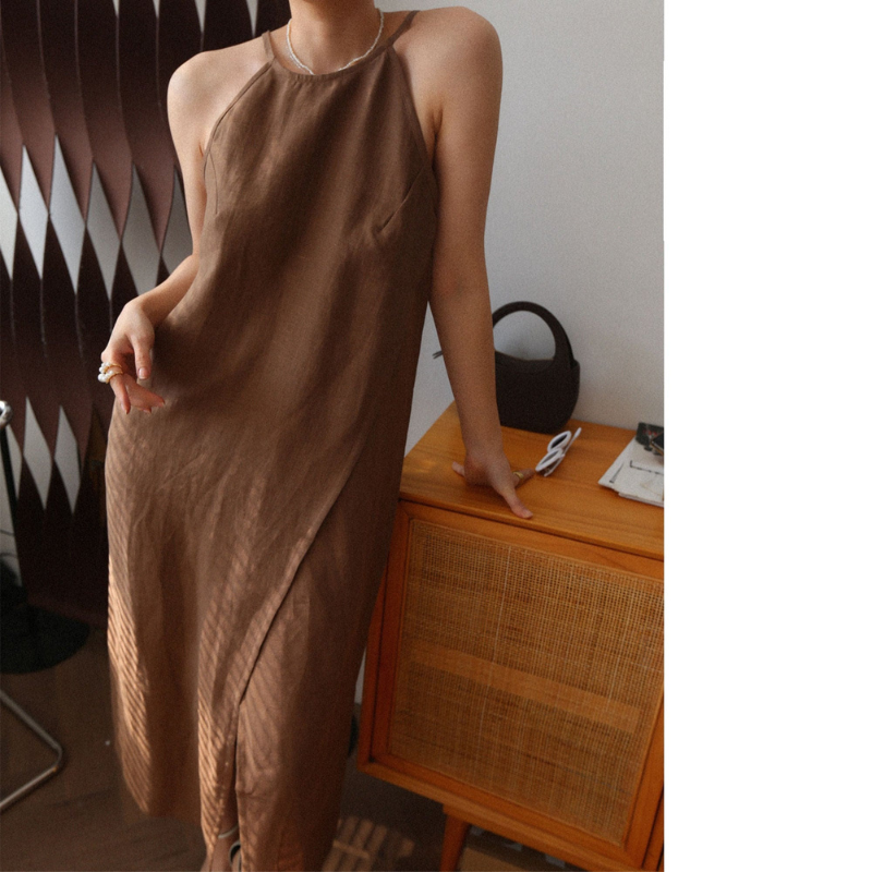 100% Hemp Halter Neck Dress| Handmade&Sustainable Hemp Clothing