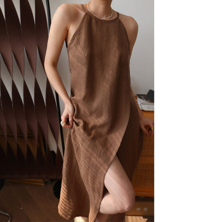 100% Hemp Halter Neck Dress| Handmade&Sustainable Hemp Clothing