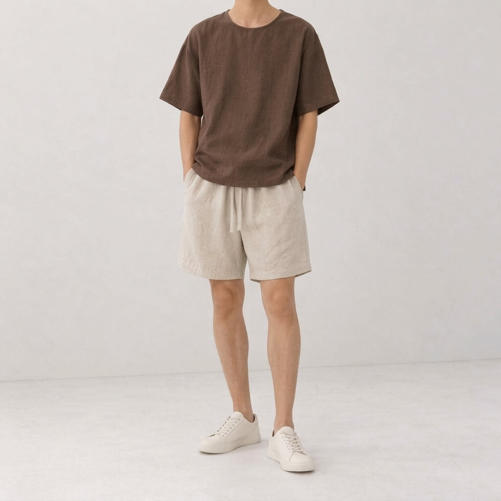 100% Hemp Handmade Men's Woven Tee - Terra Cotta