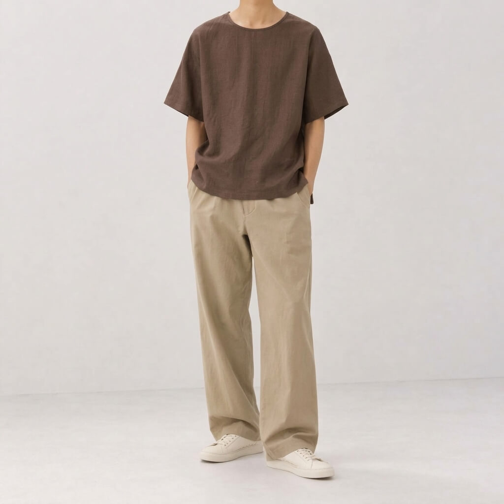 100% Hemp Handmade Men's Woven Tee - Terra Cotta