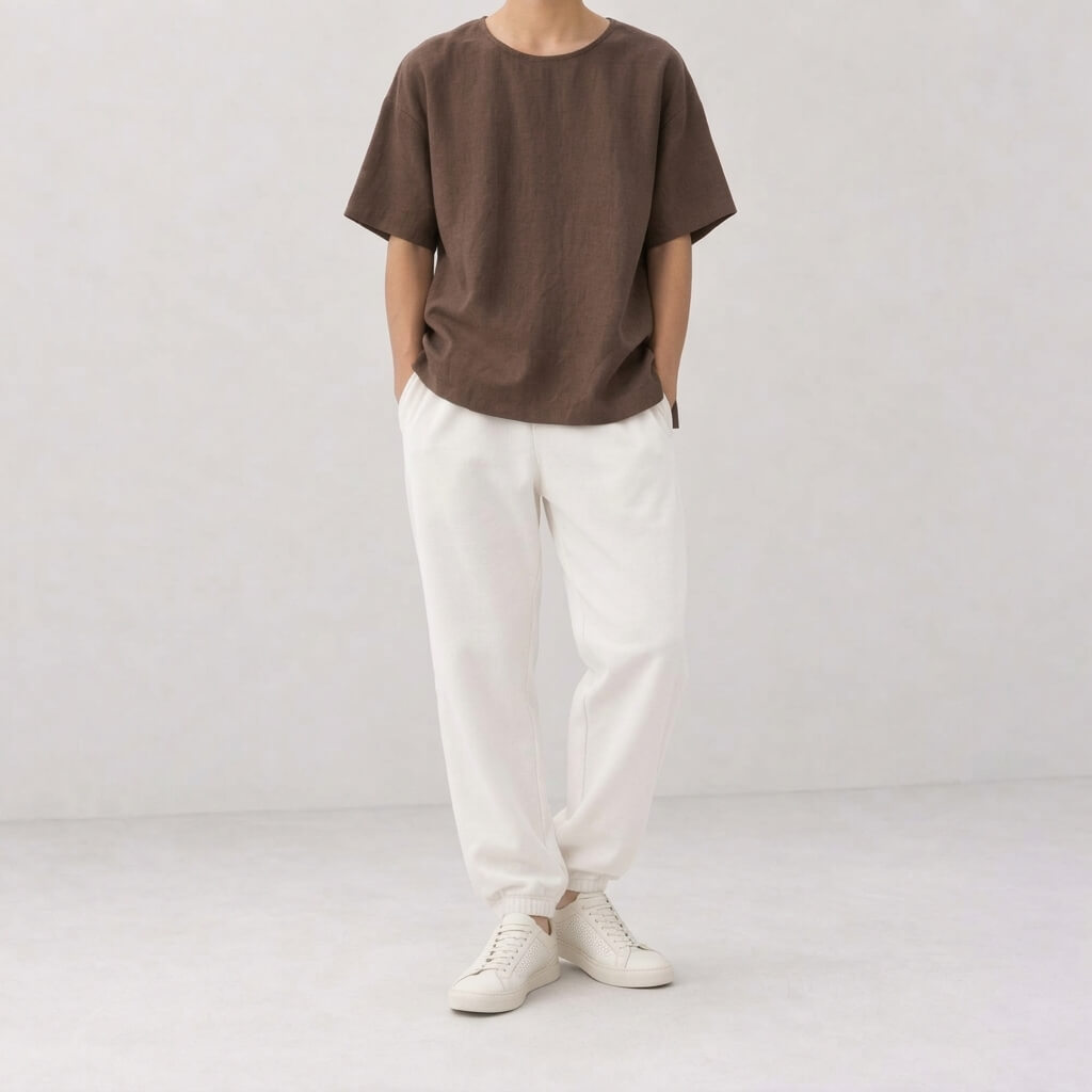 100% Hemp Handmade Men's Woven Tee - Terra Cotta