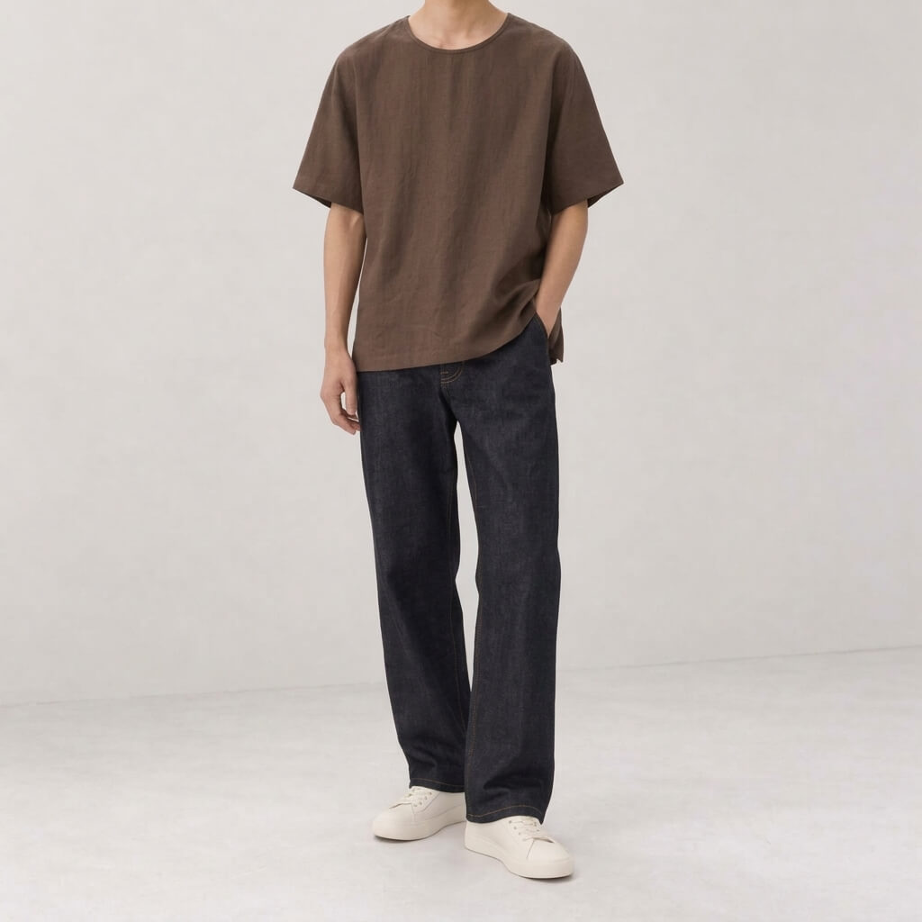 100% Hemp Handmade Men's Woven Tee - Terra Cotta