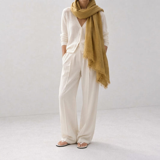 100% Hemp Handmade Scarf — Mustard