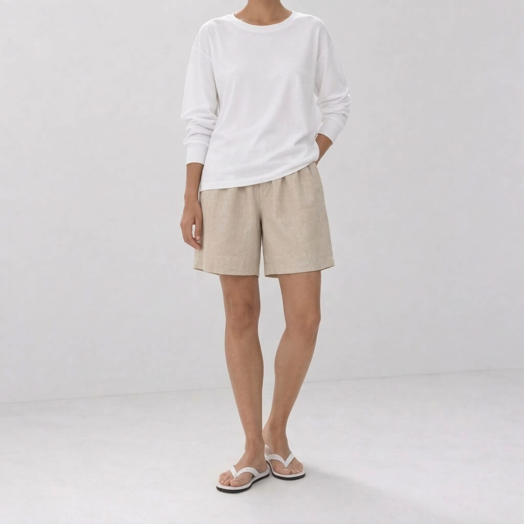 100% Hemp Handmade Top & Shorts Set - Natural Hemp