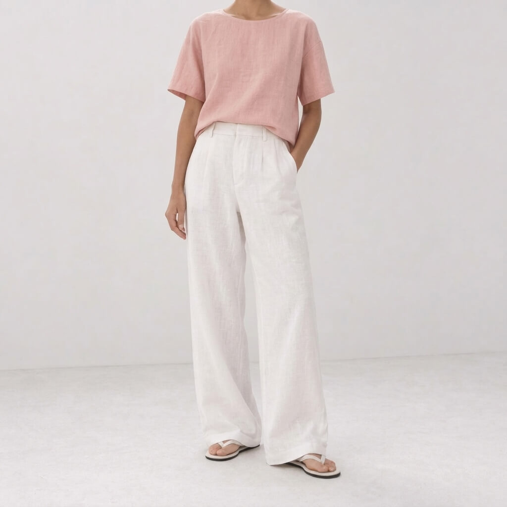 100% Hemp Handmade Top & Shorts Set - Pink