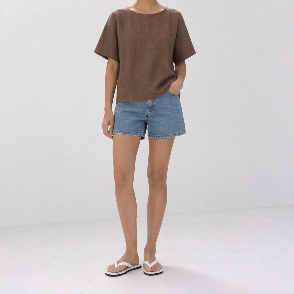 100% Hemp Handmade Top & Shorts Set - Terra Cotta