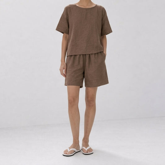 100% Hemp Handmade Top & Shorts Set - Terra Cotta