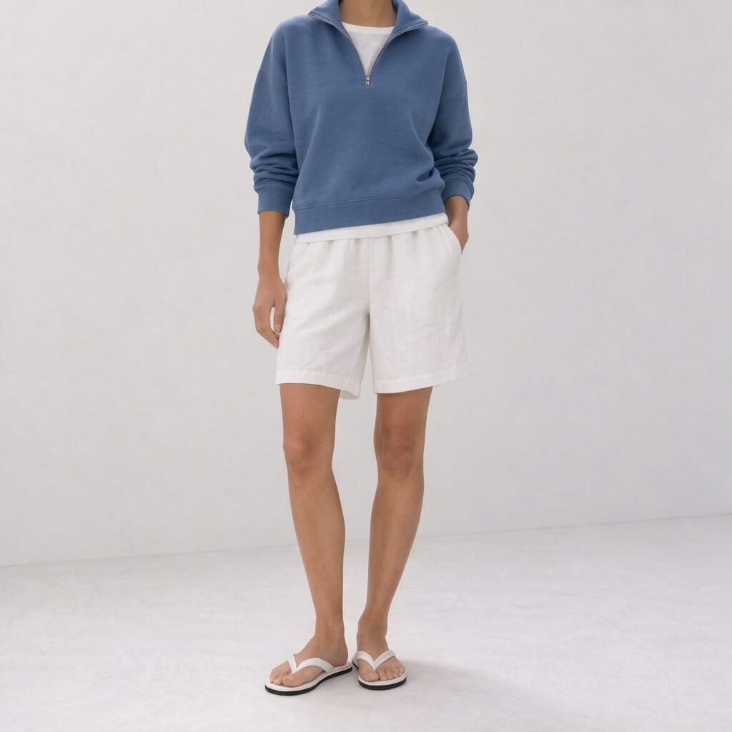 100% Hemp Handmade Top & Shorts Set - White