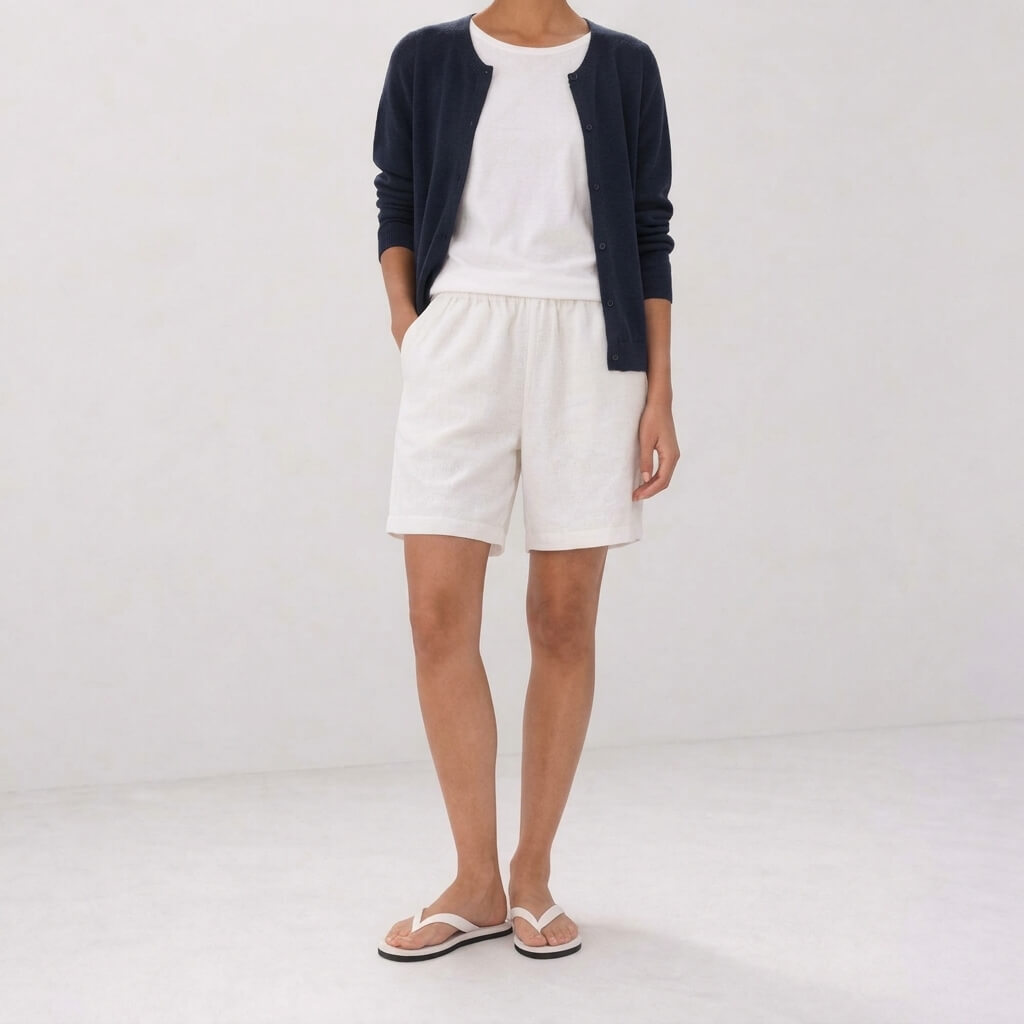 100% Hemp Handmade Top & Shorts Set - White