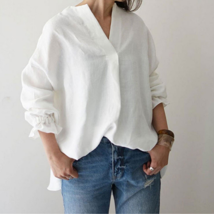 100% Hemp V-Neckline Blouse| Handmade&Eco-Friendly Hemp Clothing