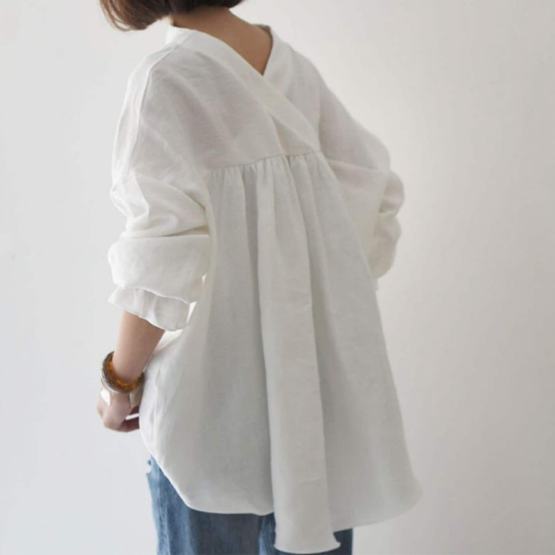 100% Hemp V-Neckline Blouse| Handmade&Eco-Friendly Hemp Clothing