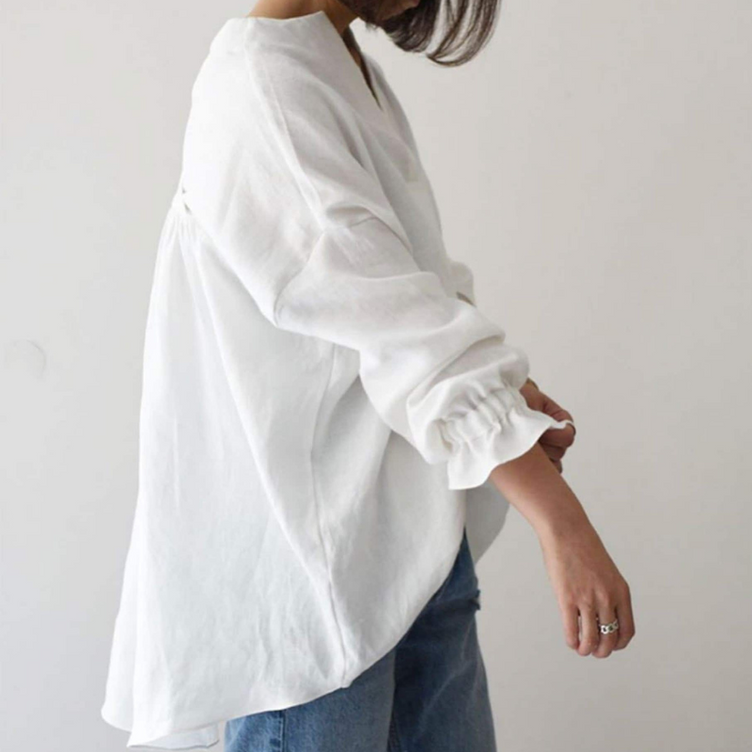 100% Hemp V-Neckline Blouse| Handmade&Eco-Friendly Hemp Clothing