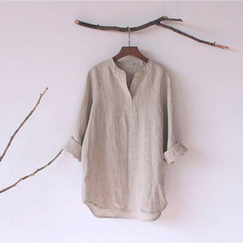 100% Hemp V-Neckline Shirt|Handmade& Sustainable Hemp Clothing