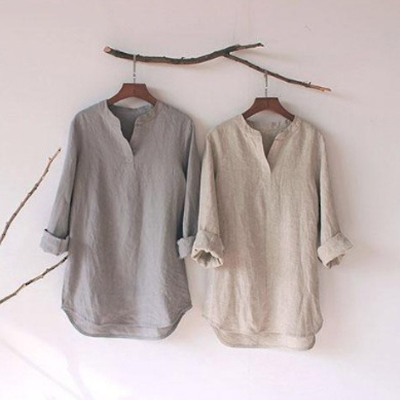 100% Hemp V-Neckline Shirt|Handmade& Sustainable Hemp Clothing