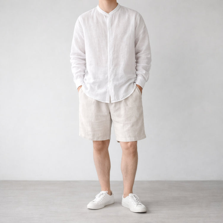 100% Hemp Handmade Mens Collarless Shirt