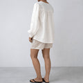 100% Hemp Handmade Puff Sleeves Blouse