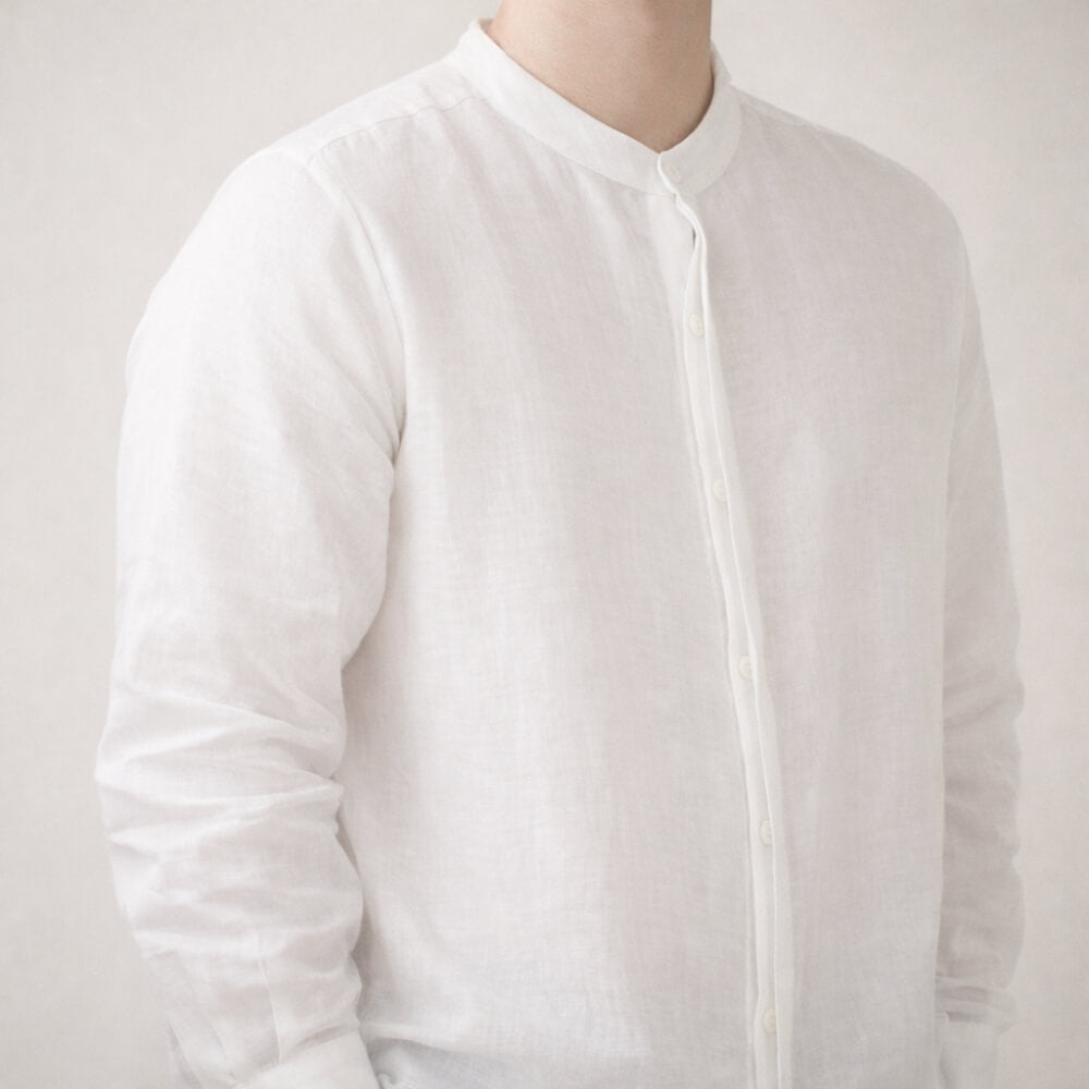 100% Hemp Handmade Mens Collarless Shirt
