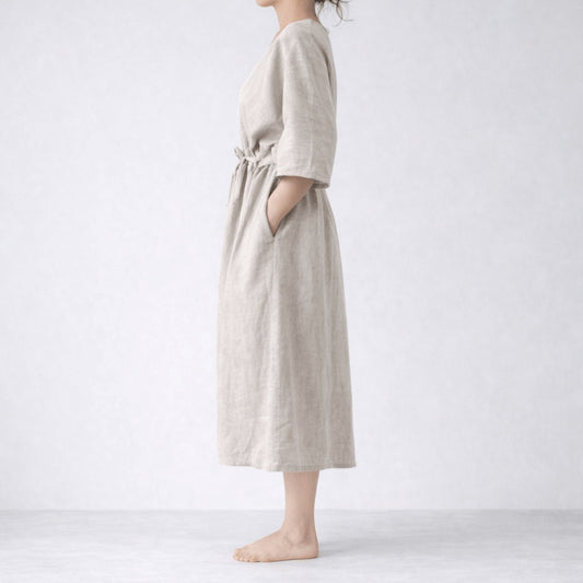 100% Hemp Handmade Belted Dress