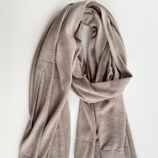 85% Silk 15% Cashmere Scarf - Light Brown