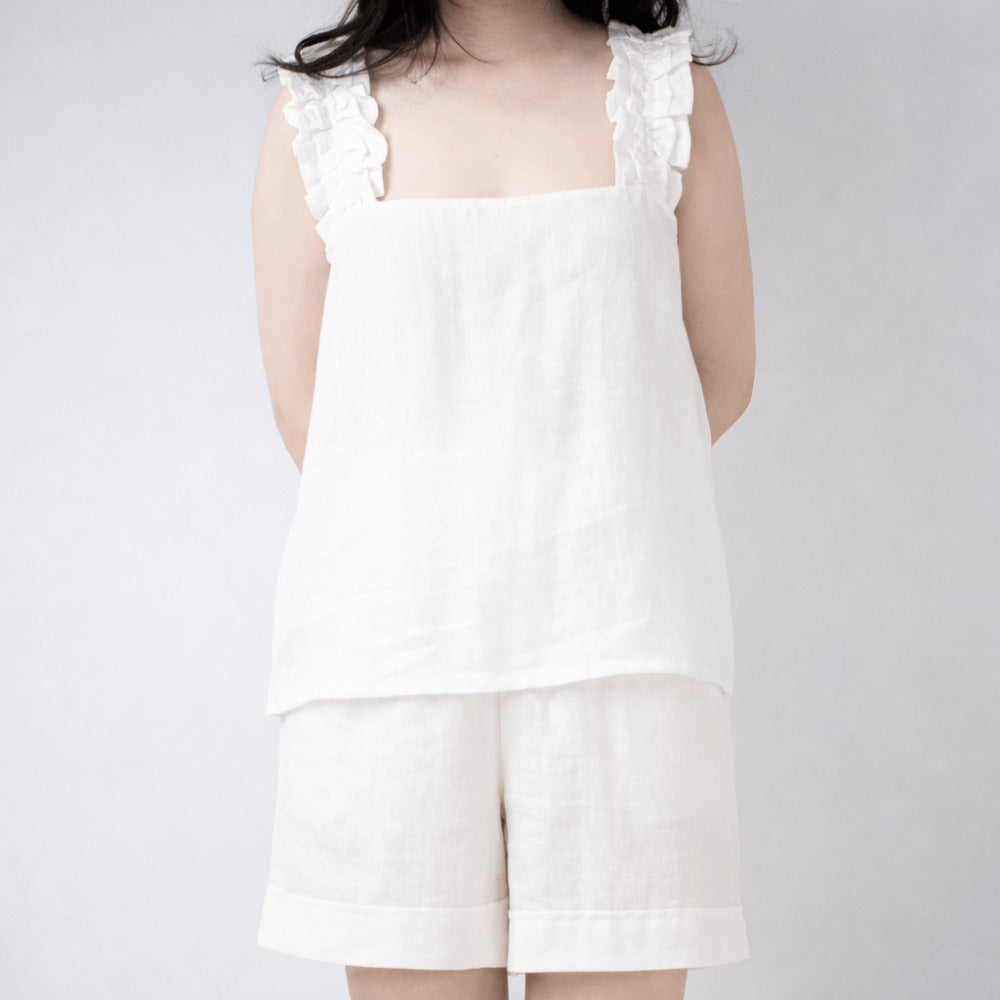 100% Hemp Handmade Ruffles Sleepwear Set