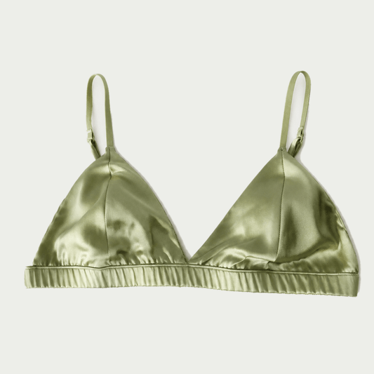 93.8% Silk Handmade Tulip Bra - Jade Green