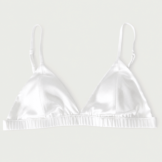 93.8% Silk Handmade Tulip Bra - Pearl White