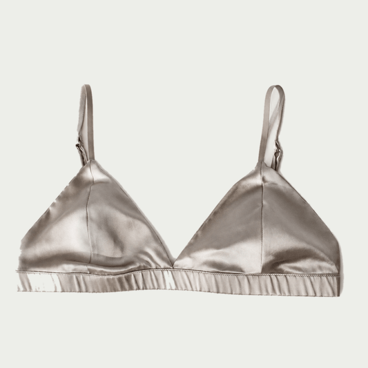 93.8% Silk Handmade Tulip Bra - Silver Mist