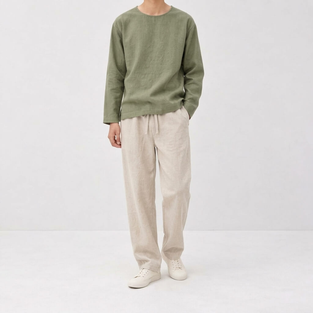 Alder 100% Hemp Handmade Long-Sleeve Shirt - Sage