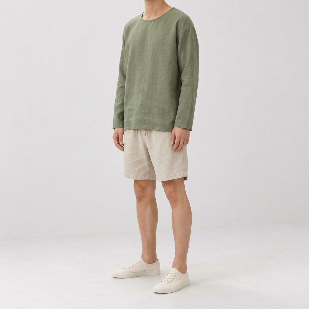 Alder 100% Hemp Handmade Long-Sleeve Shirt - Sage