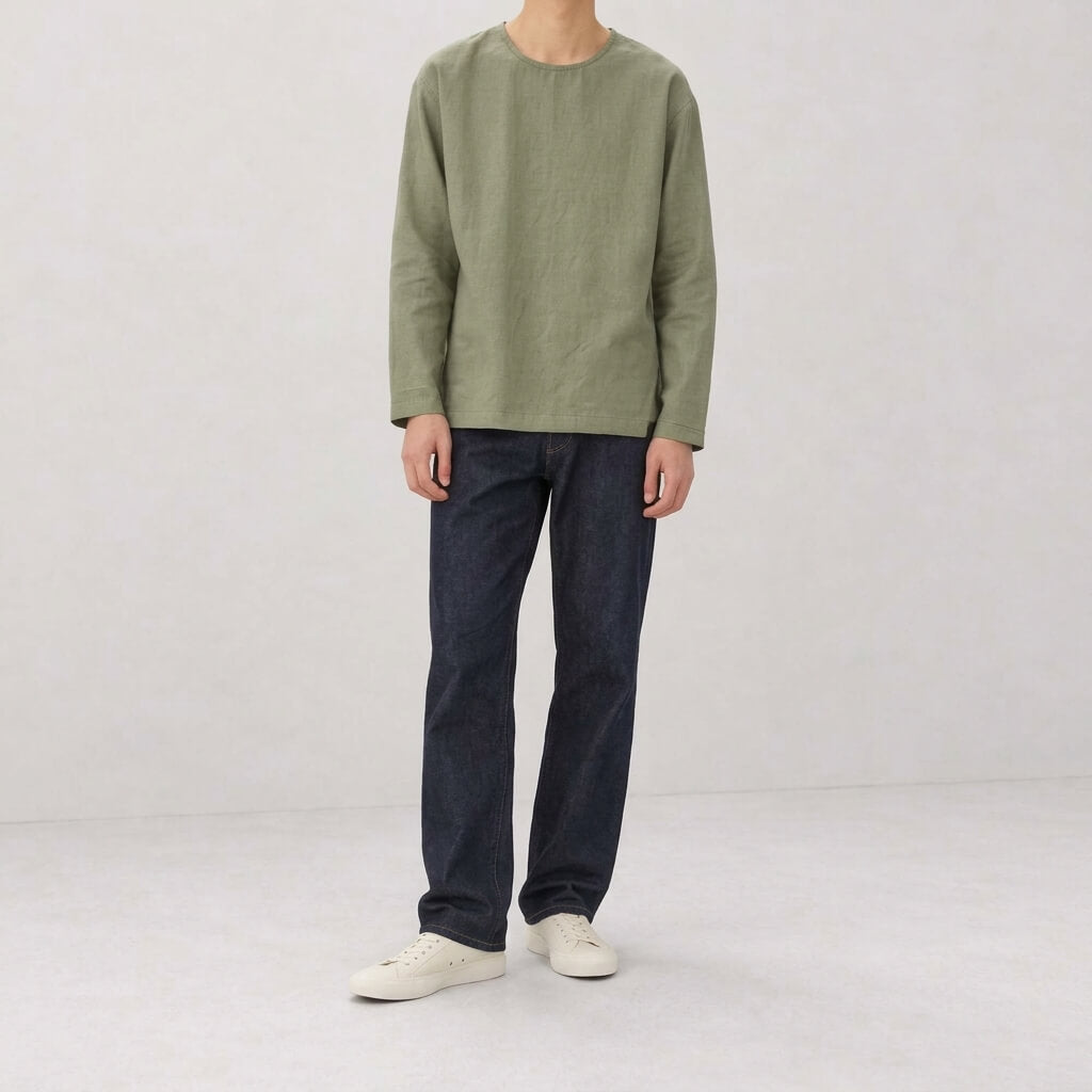 Alder 100% Hemp Handmade Long-Sleeve Shirt - Sage