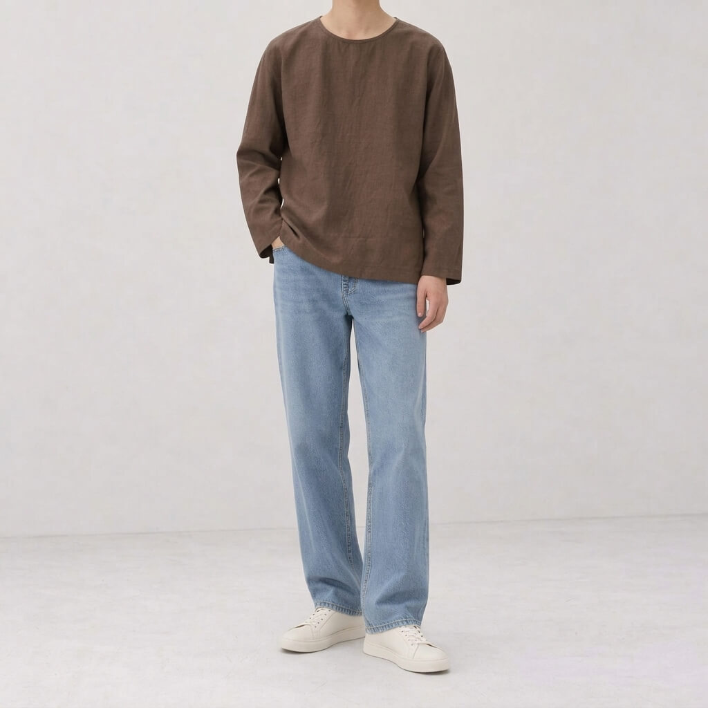 Alder 100% Hemp Handmade Long-Sleeve Shirt - Terra Cotta
