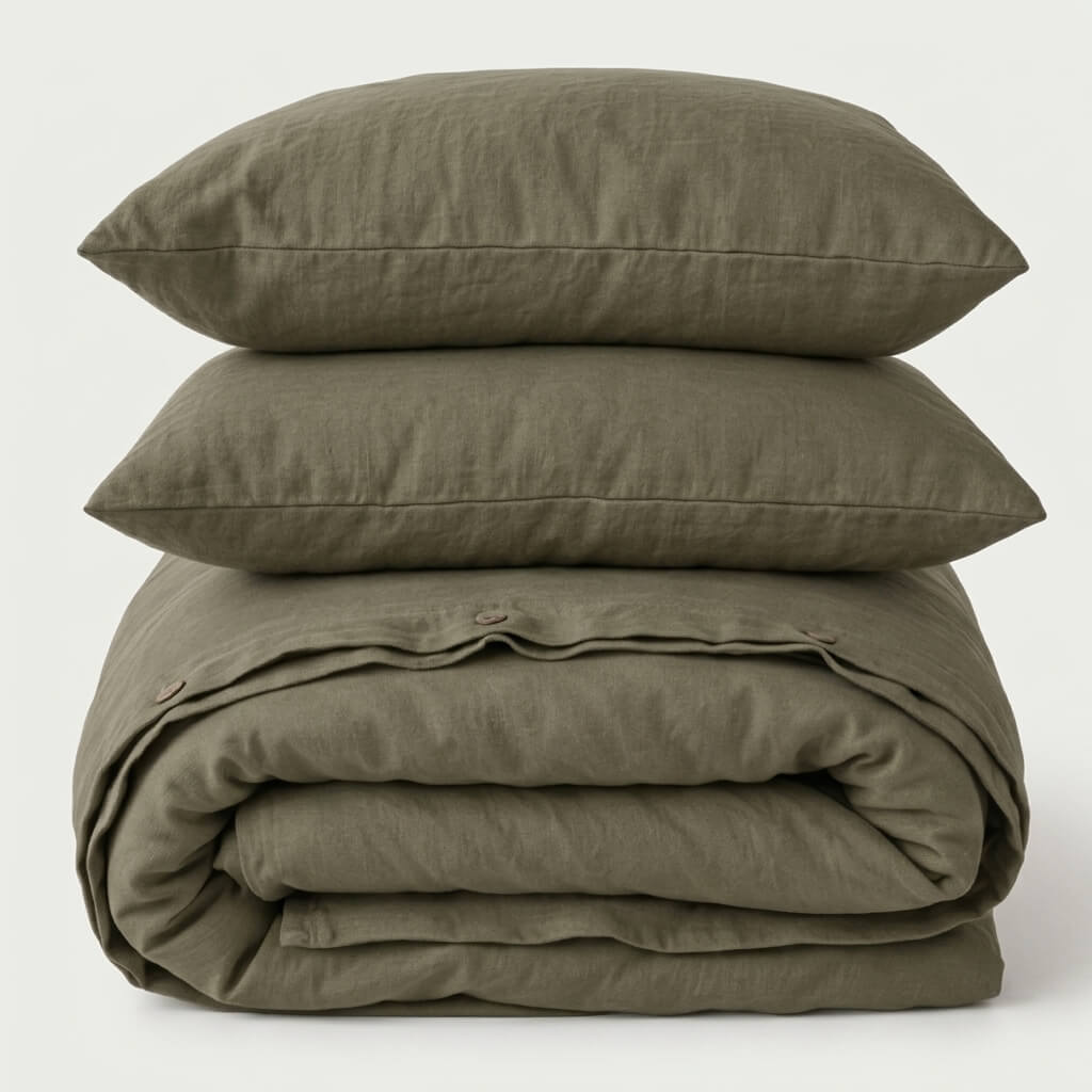 100% Hemp Handmade Duvet Cover - Sage