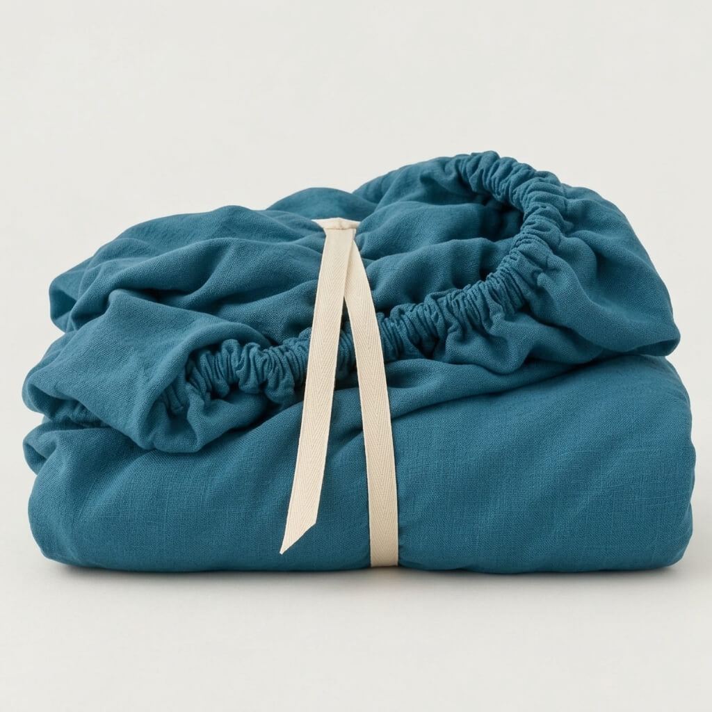 100% Hemp Handmade Fitted Sheet - Bondi Blue