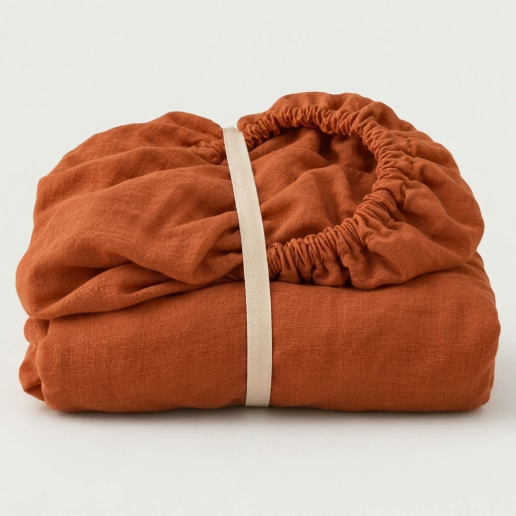 100% Hemp Handmade Fitted Sheet - Persimmon
