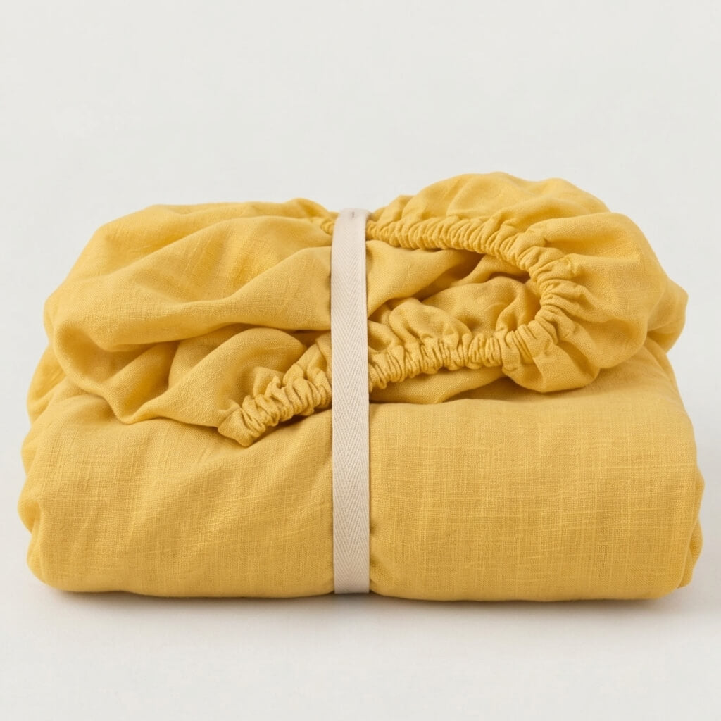 100% Hemp Handmade Fitted Sheet - Lemon