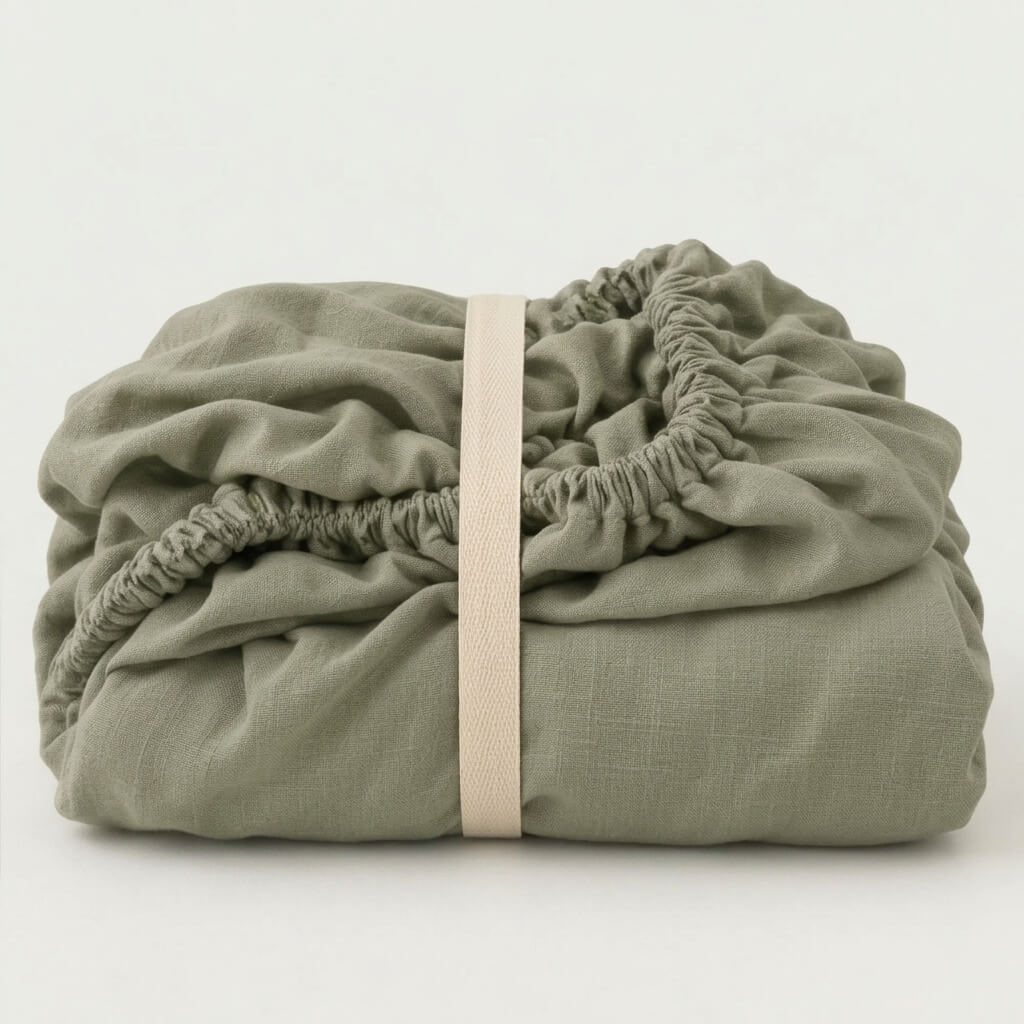100% Hemp Handmade Fitted Sheet - Sage