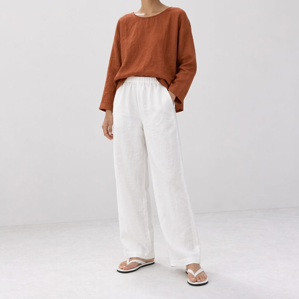100% Hemp Classic Casual Wear Set - Persimmon