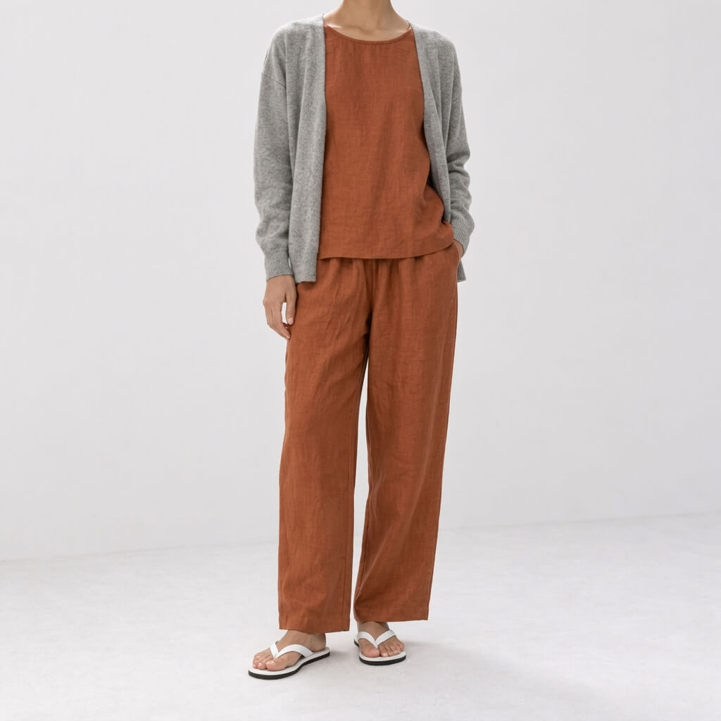 100% Hemp Classic Casual Wear Set - Persimmon