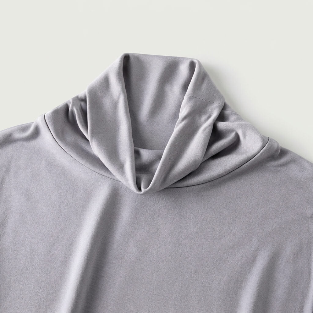 Silk-Blend Short Sleeve Cowl Neck Top - Silver Grey